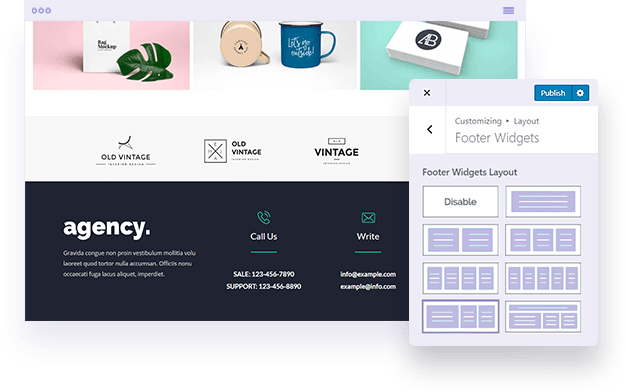 WordPress theme Astra footer layout