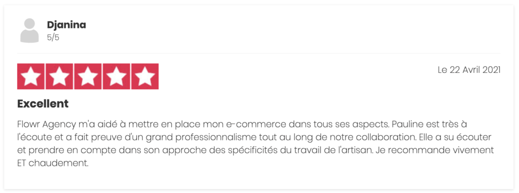 Avis rédaction web et SEO Nina 114 Paris Flowr AGency