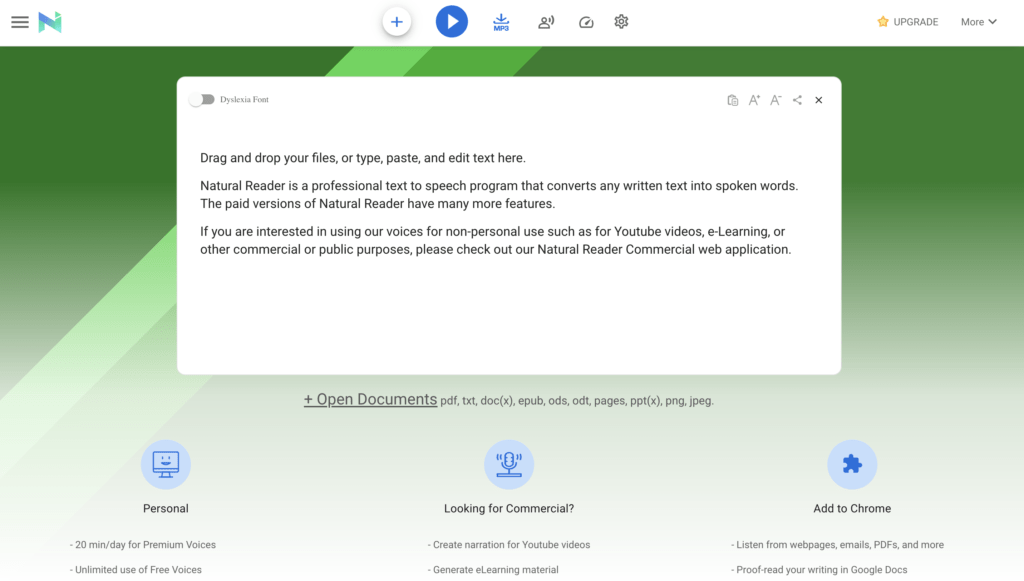 Natural Readers web writing tools