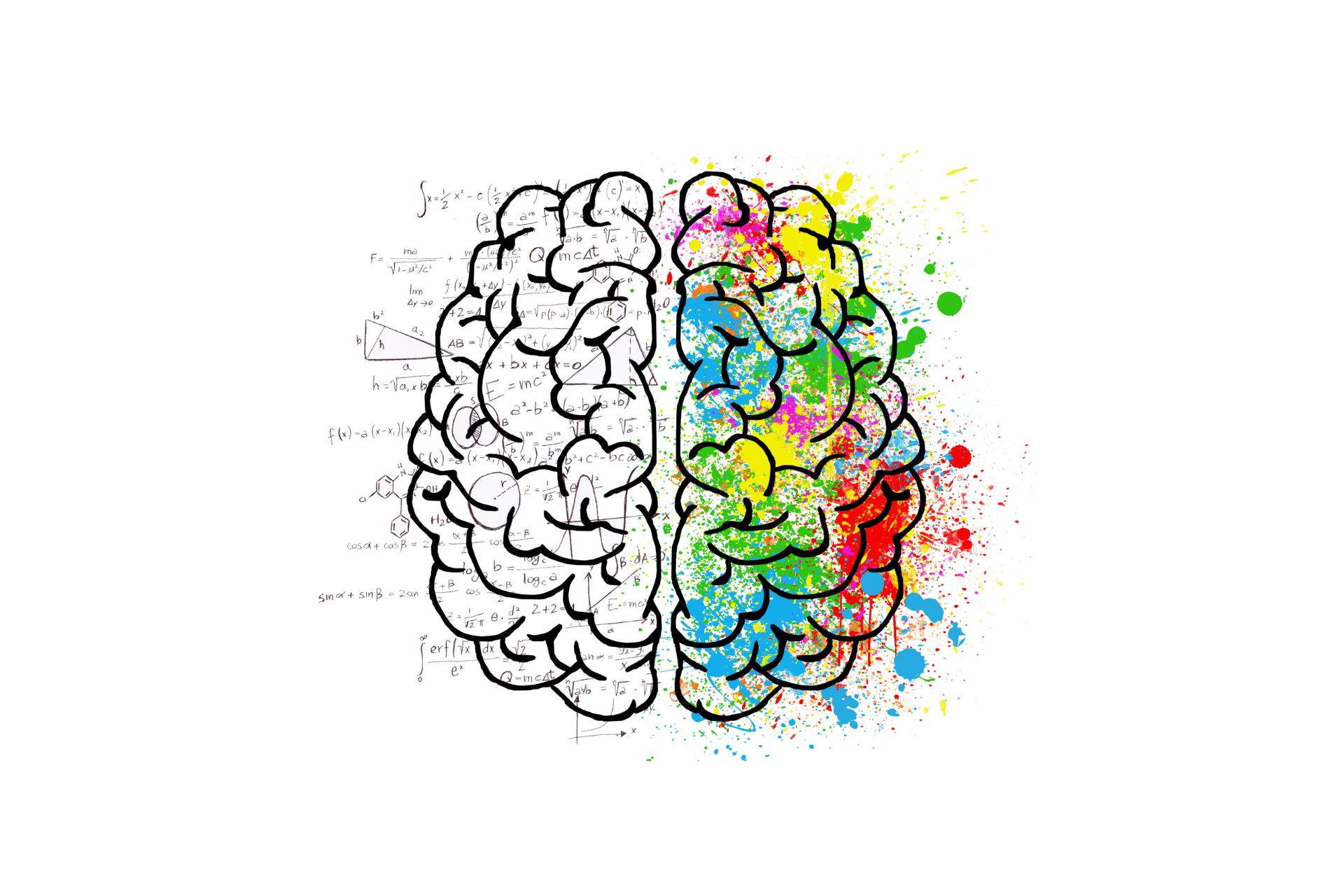 Graphique d'un cerveau qui montre la psychologie des couleurs sur nos émotions