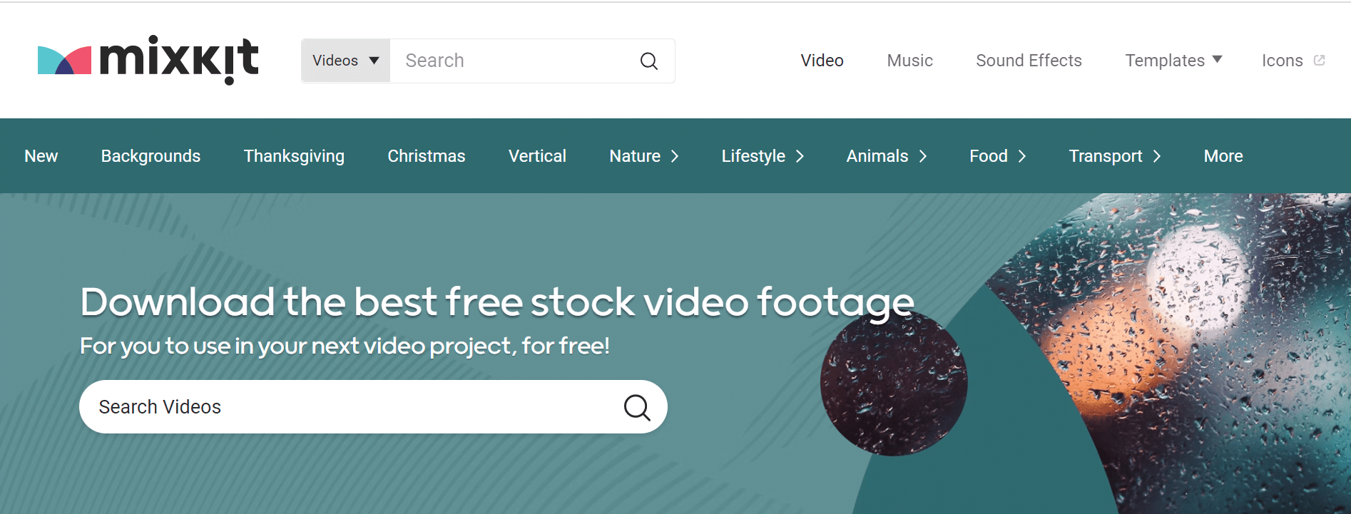 Mixkit website : free video for editing