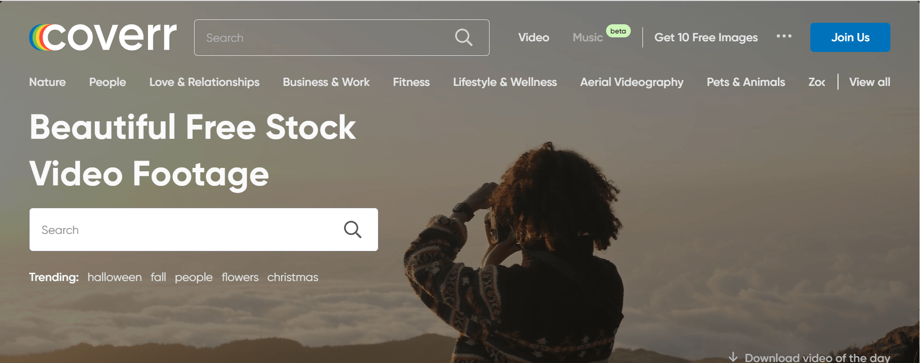 Coverr website : free video for editing