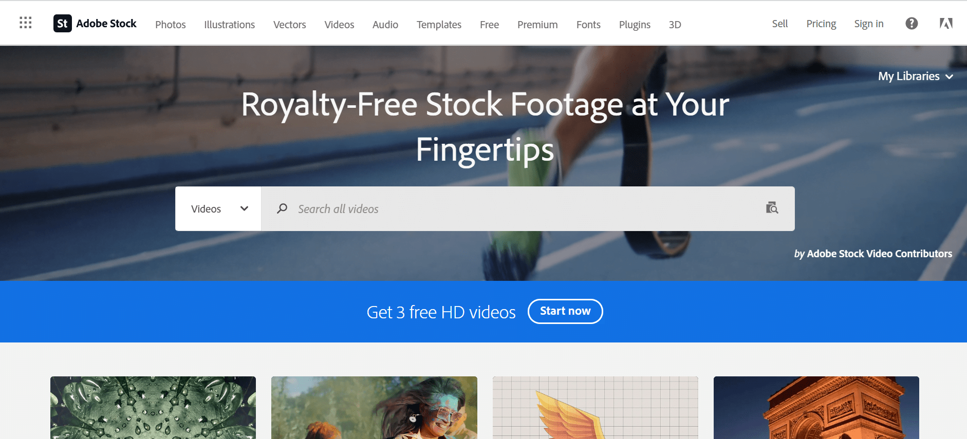 Adobe Stock video site: royalty-free video bank for a fee 