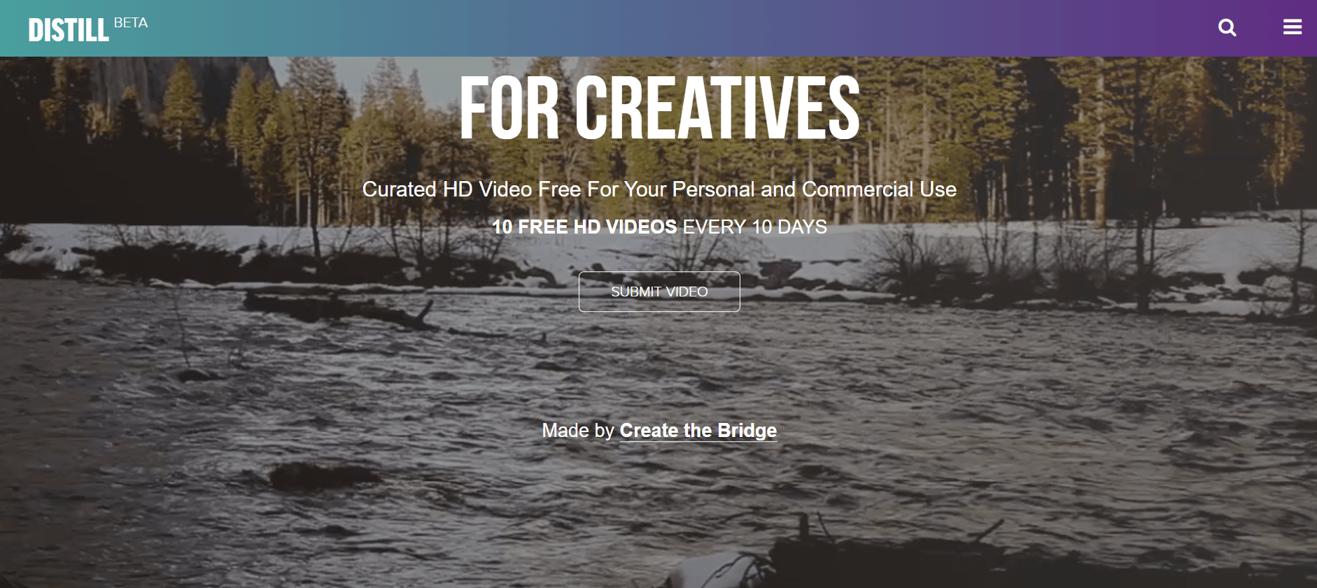 Distill website: royalty-free video bank without registration request
