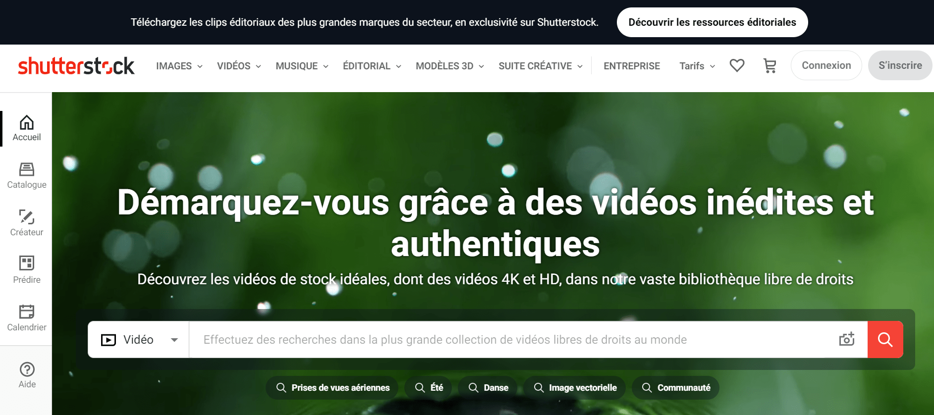 Shutterstock website: royalty-free video 
