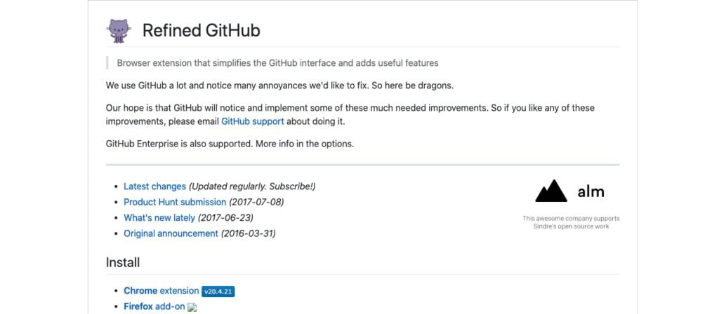 Browser extension that simplifies the GitHub interface and adds useful features.