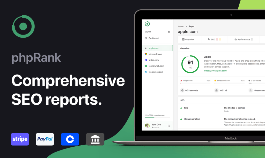 Plateforme SEO Rapports et outils. Rapports SEO auto-hébergés et complets pour votre site Web. Commencez votre propre SAA ...