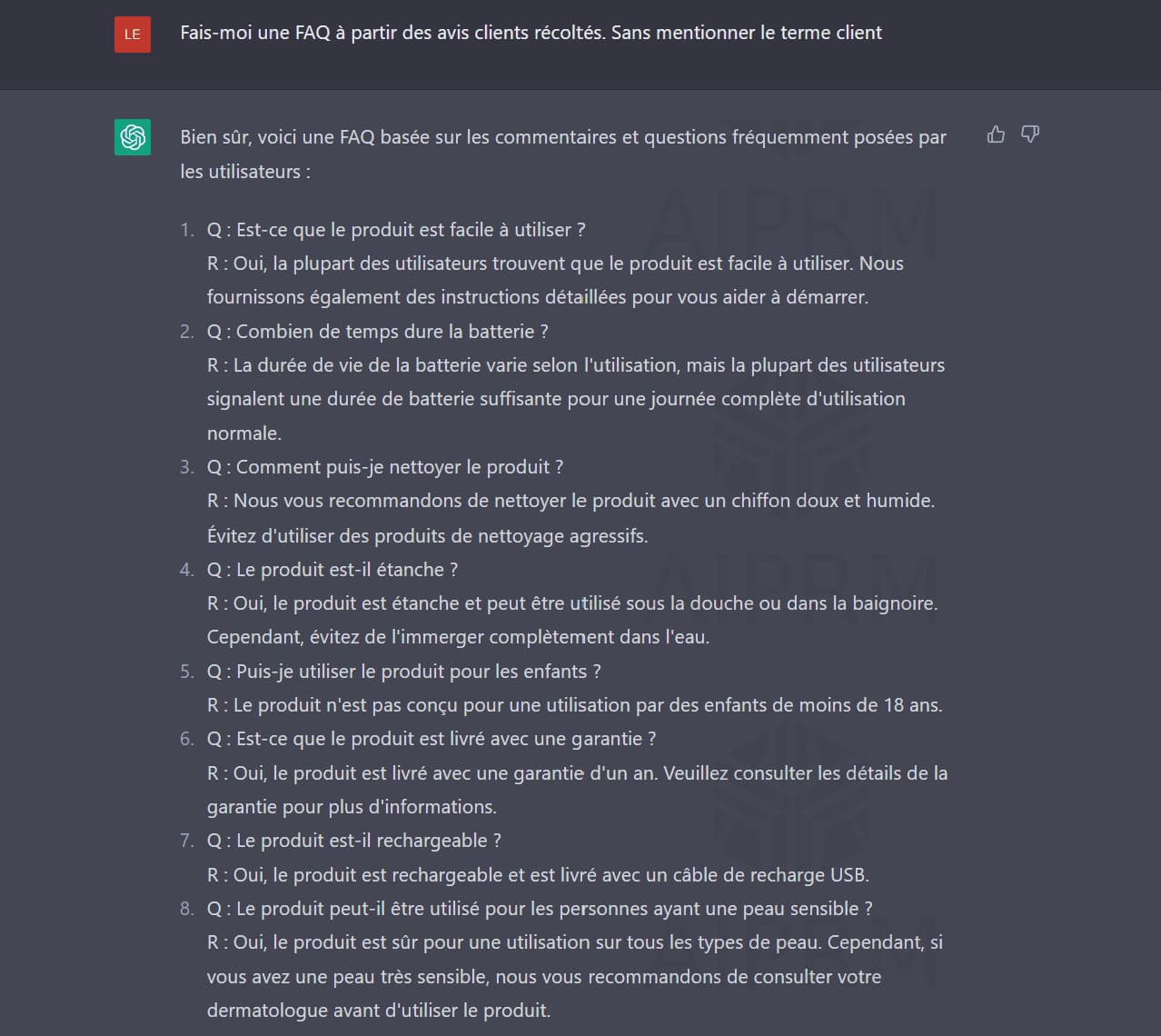 Prompts Chat GPT pour générer une FAQ à partir de donné