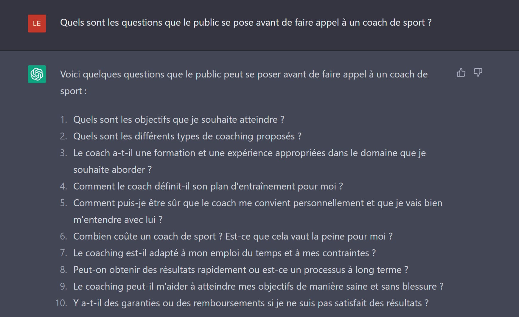 Prompts sur les questions que se pose le public pour le web marketing