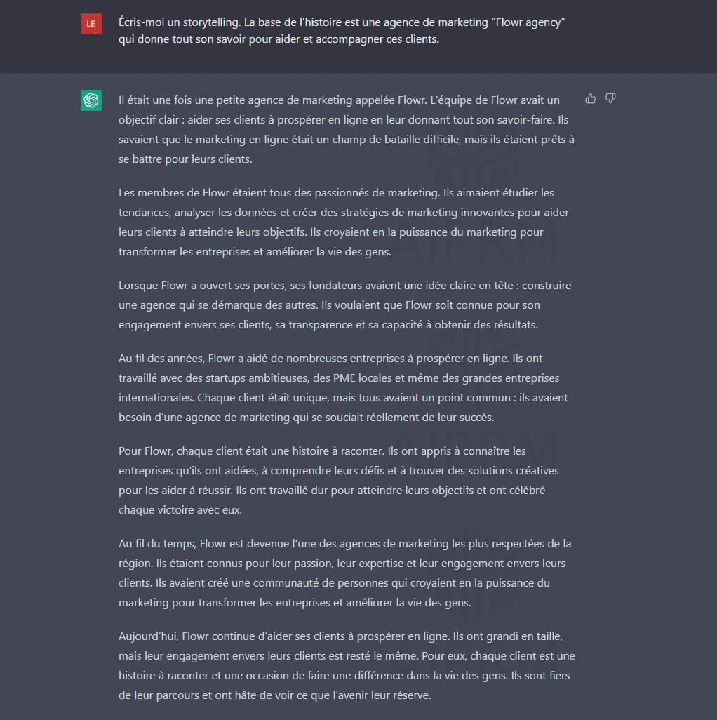 Prompt rédaction pour générer un storytelling