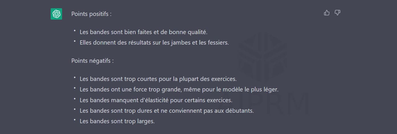 Prompts sur les attentes des clients dans un tableau avec le degré d'importance pour le web marketing
