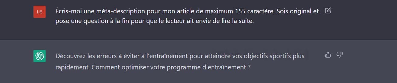 Prompt ChatGPT SEO pour une méta-description
