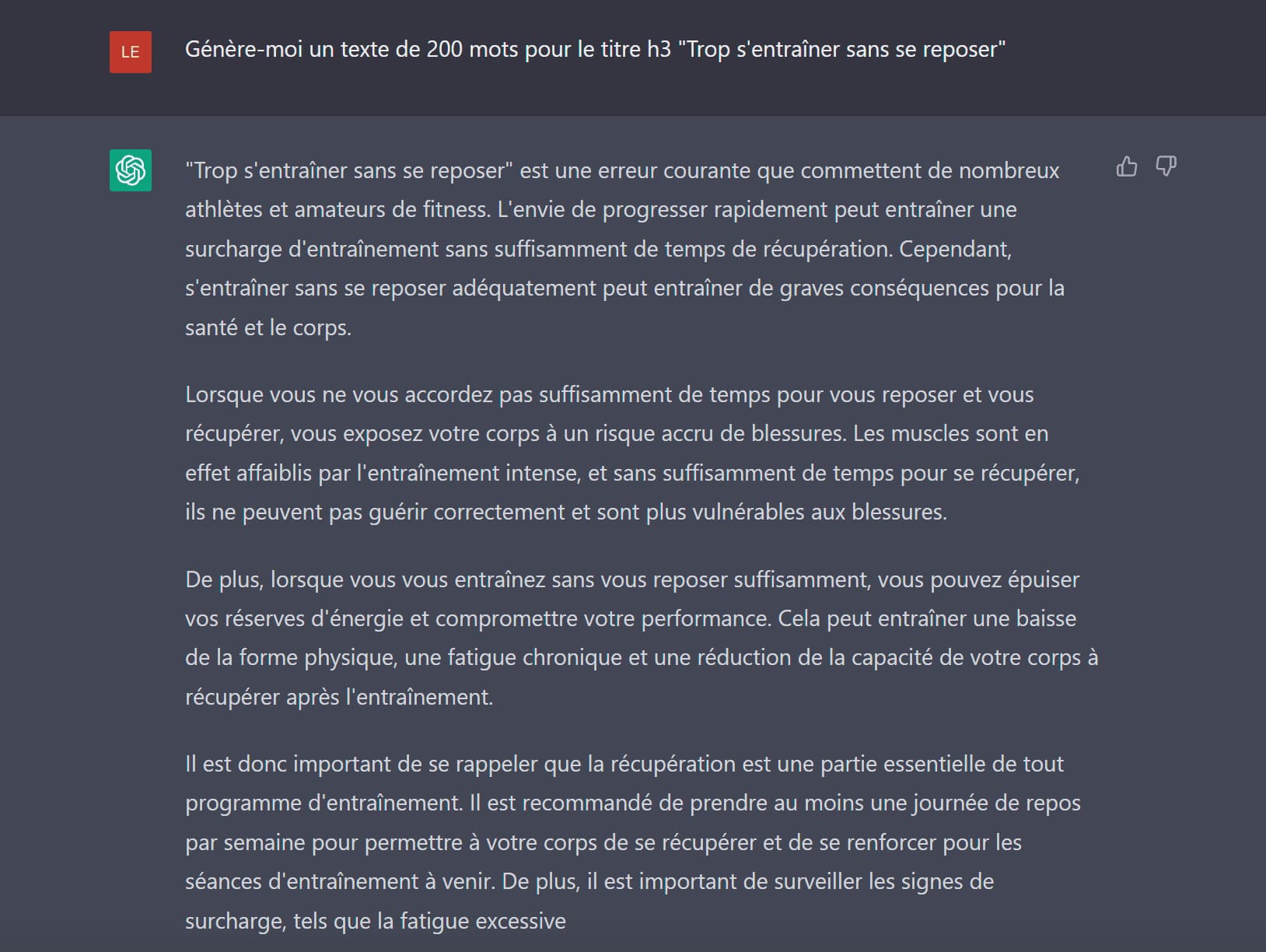 ChatGPT Prompt SEO pour écrire un texte 