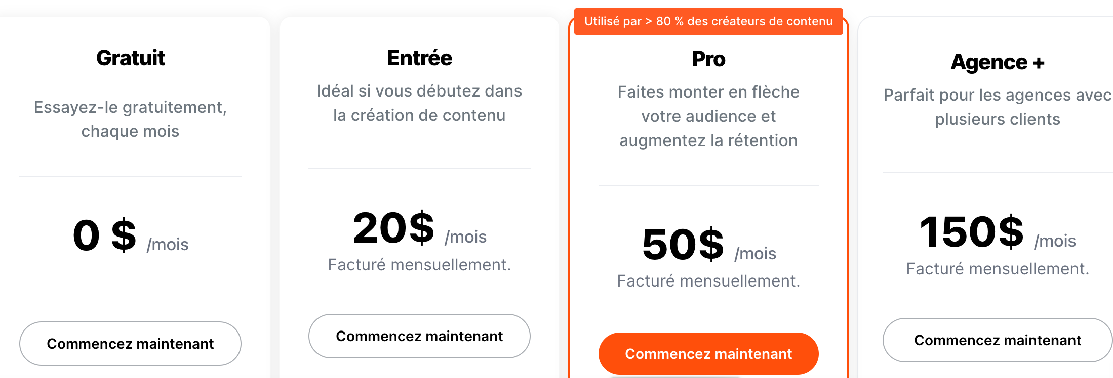 Différents tarifs d'abonnements de submagic 