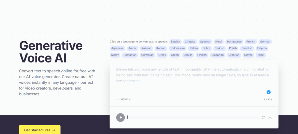 Generative voice AI Elevenlabs