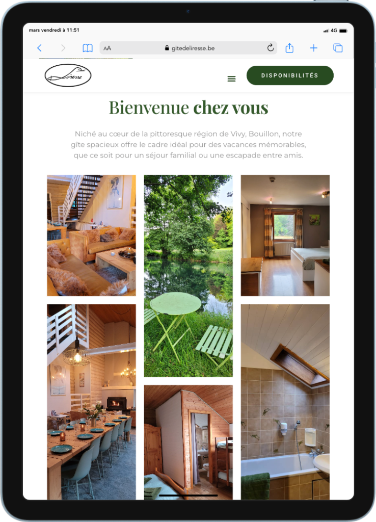iPad Air 4 gitedeliresse.be Gîte de Liresse : Un site Wordpress pour un havre de paix en Belgique 2025