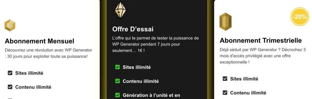 Wp generator price plan
