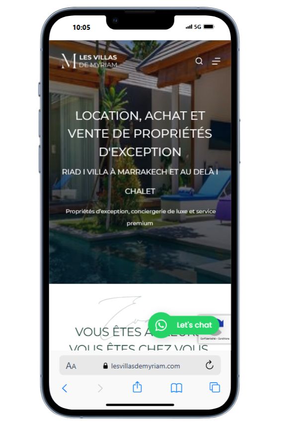 Apercu du site Lesvillasdemyriam sur mobile Les Villas de Myriam : refonte et stratégie SEO 2025
