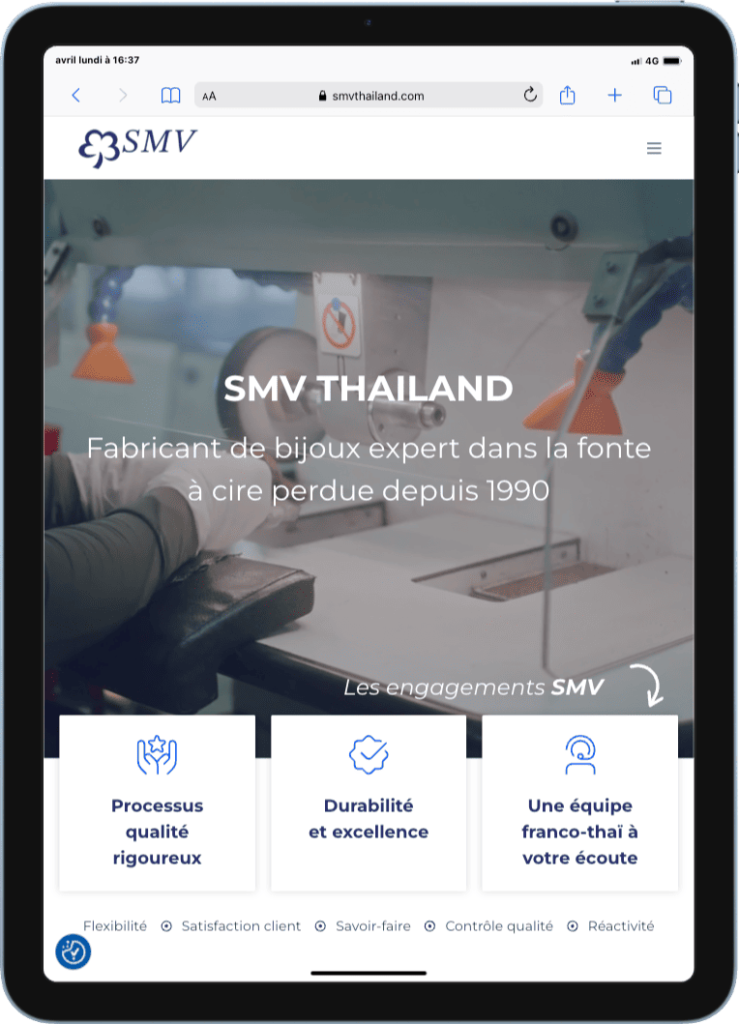iPad Air 4 smvthailand.com 1 3 mois, +1000 % de visibilité SEO grâce à la refonte du site de ce fabricant joaillier 2025