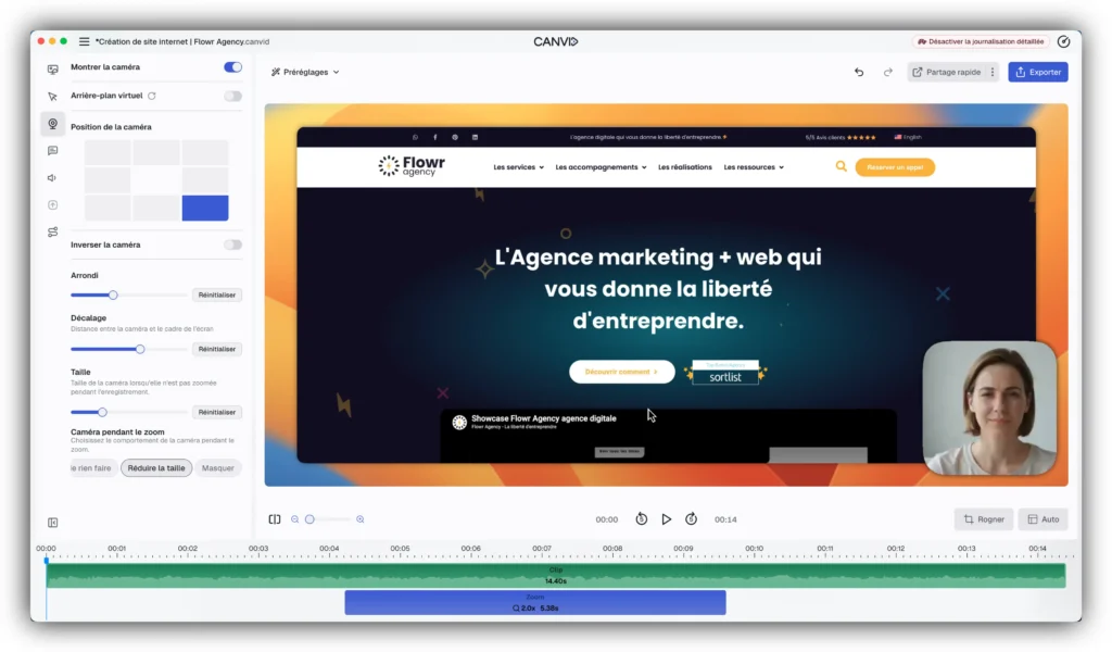 CANVID screen recorder UI AI Webcam